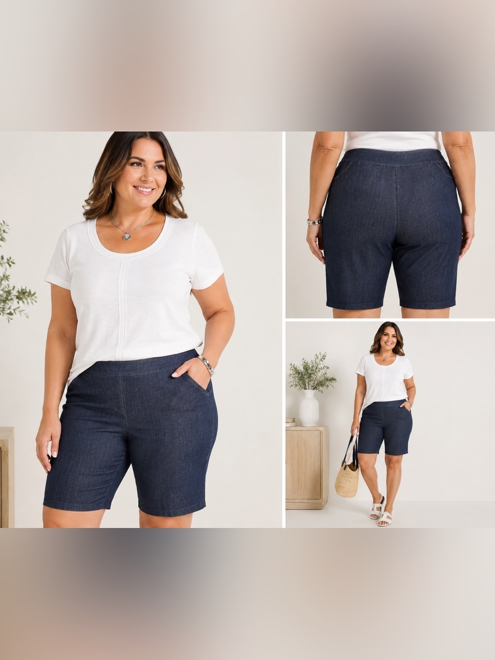 Chico’s So Slimming Denim Bermuda Shorts Women’s Size 3 Short Dark Wash Stretch
